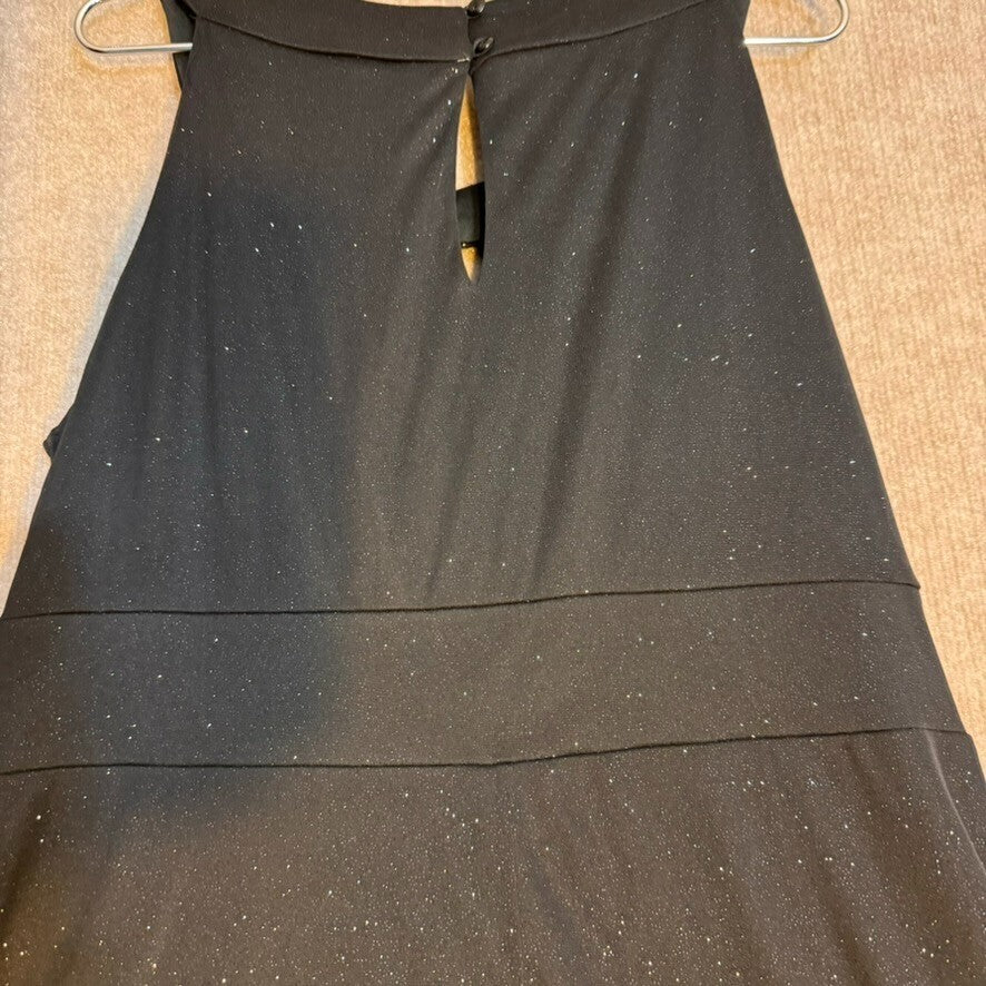 Enfocus Women 18W Black Sparkle Maxi Evening Gown Keyhole Empire Waist