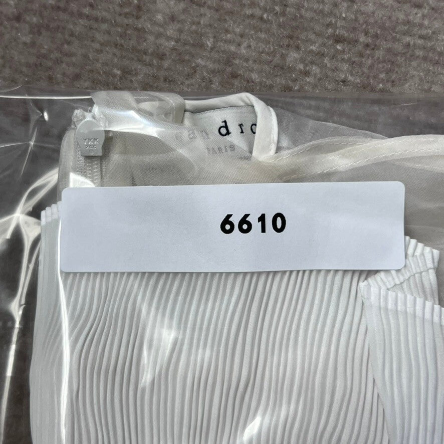 Sandro Paris White Small (Fr 36) Sleeveless Pleated Layered Sheer Tank Top