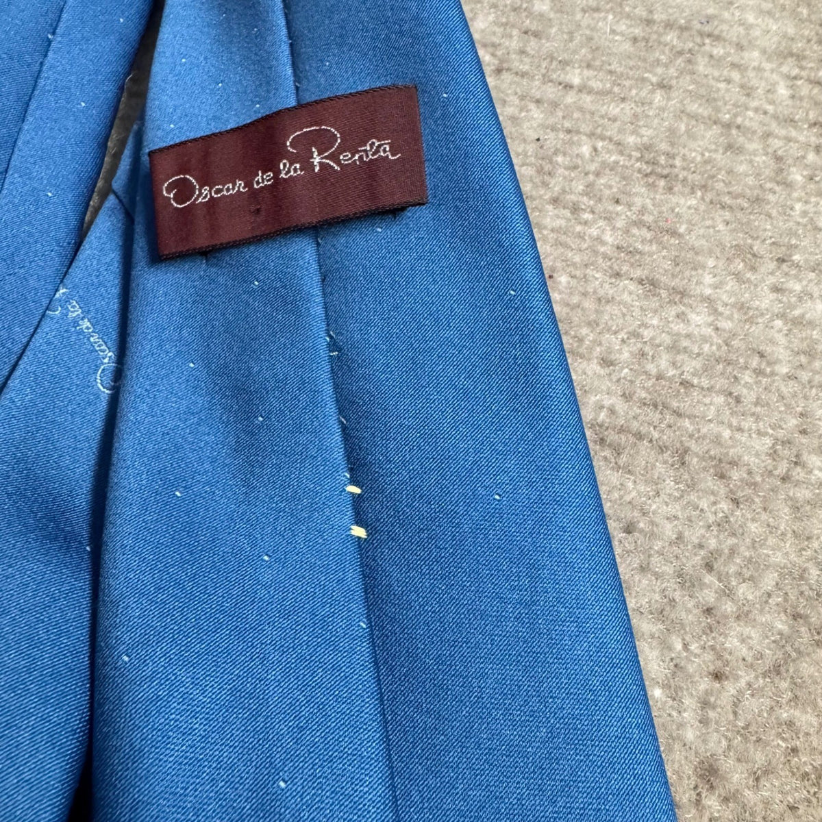 Oscar de la Renta Necktie Mens OS Blue Polka Dot Silk Designer Formal