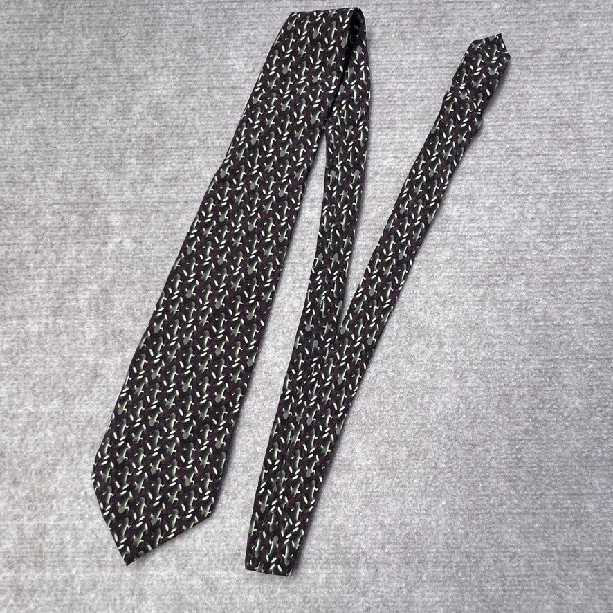 Golden Mantella 100% Silk Handmade Burgundy Green Frog Pattern Men's Necktie Tie