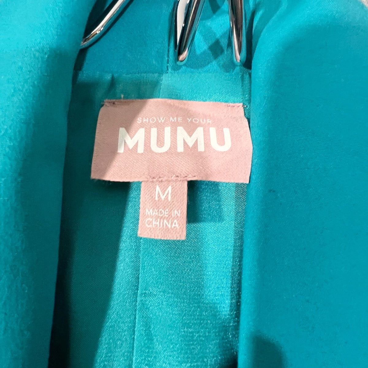 Show Me Your Mumu Ezra Blazer Womens Medium Teal Suiting Stretchy Minimalist