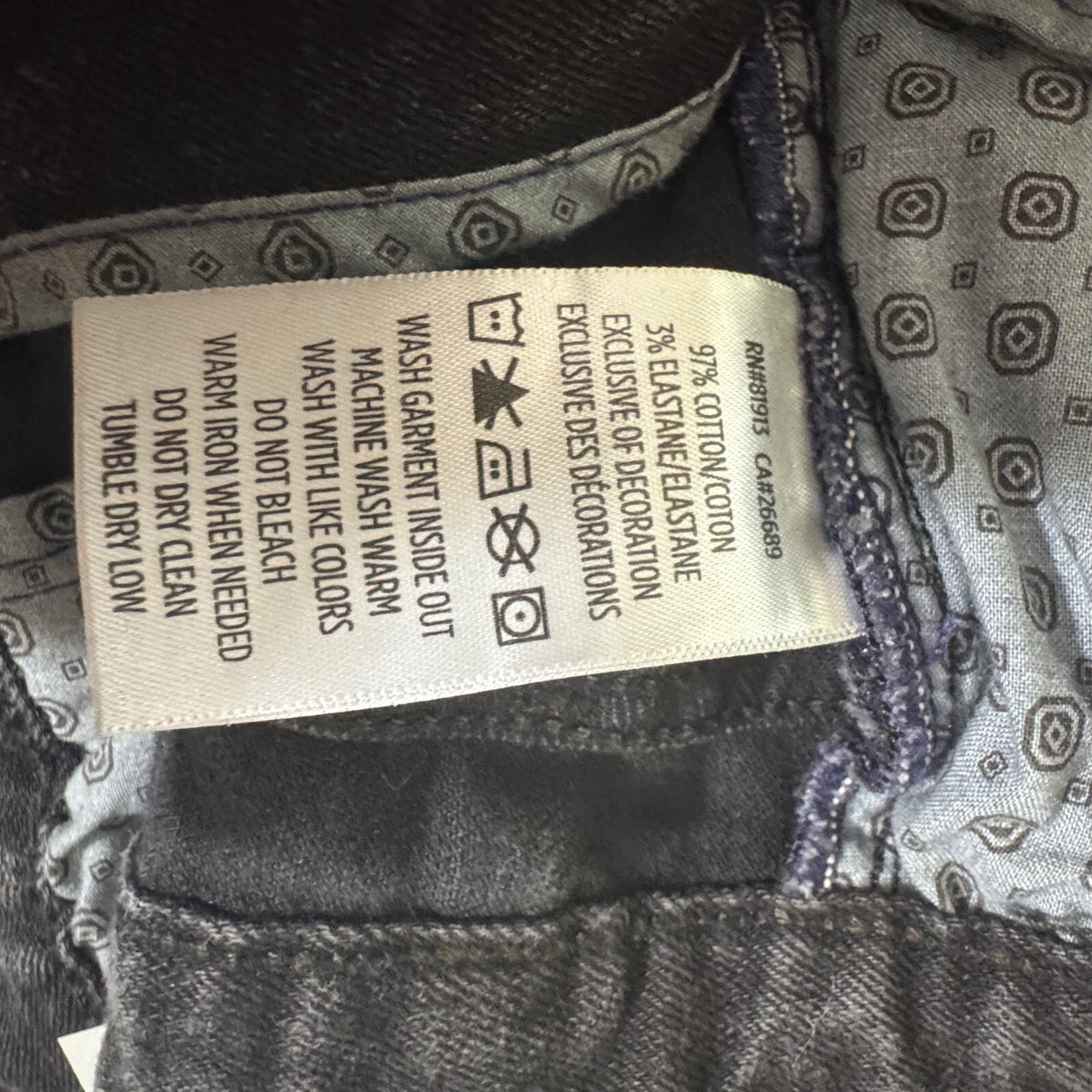 Robert Graham Slim Jim Jeans Mens 34 Black Denim Slim Fit Designer Casual