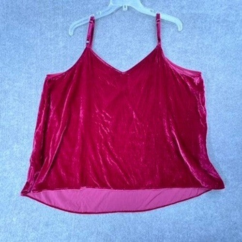 Torrid Velvet Cami Top Adjustable Straps V-Neck Sleeveless Red Size 4