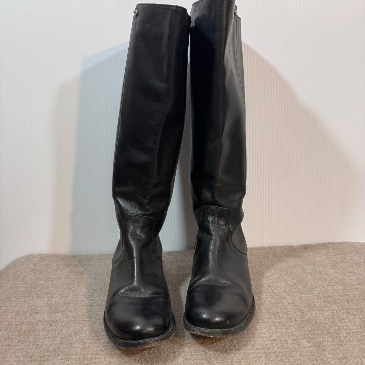 Frye Melissa Back Zip Boots Women 7B Black Leather Tall Riding Equestrian Chic