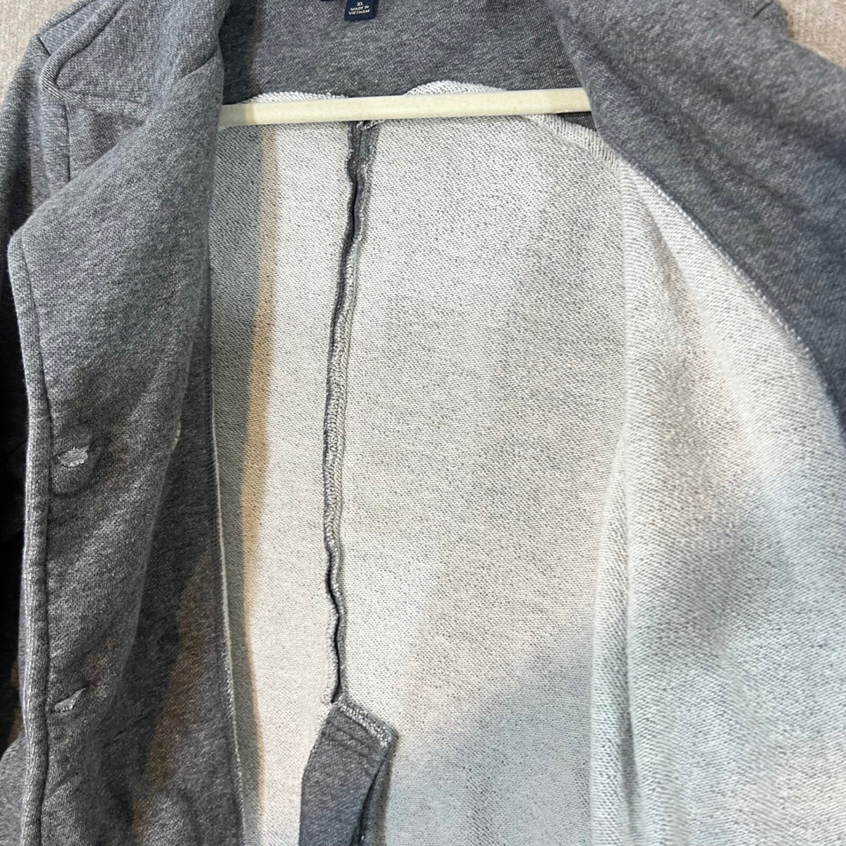 Banana Republic Pea Coat Women XL Gray Knit Double Breasted Epaulets Casual Soft