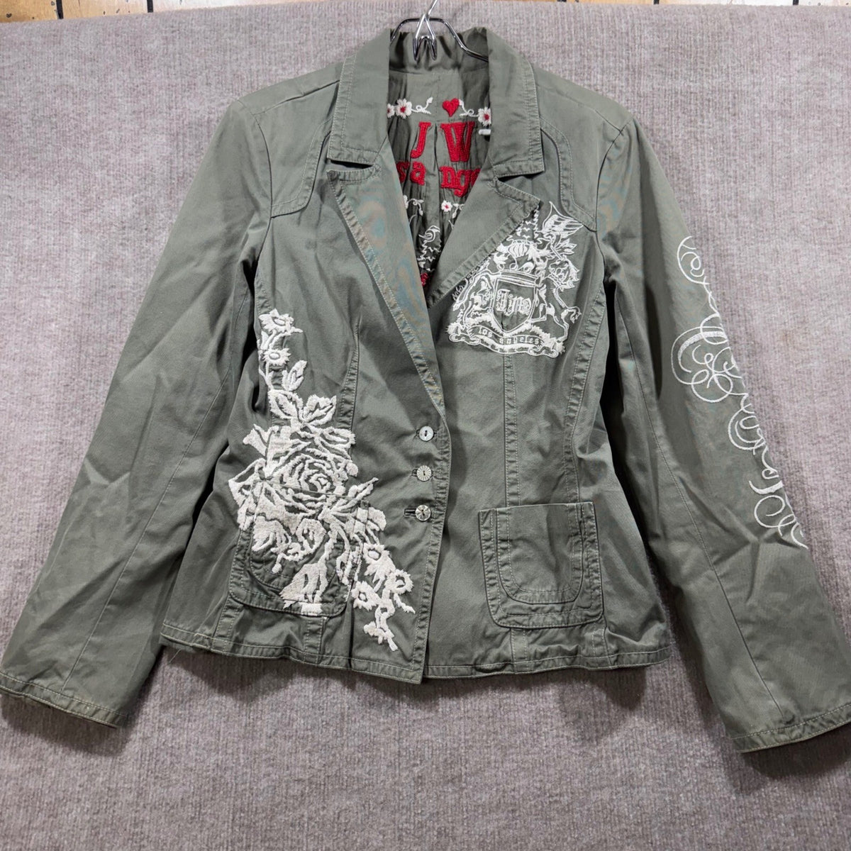 Johnny Was Los Angeles Women's Embroidered Blazer Jacket S/M Crest Rose Accent