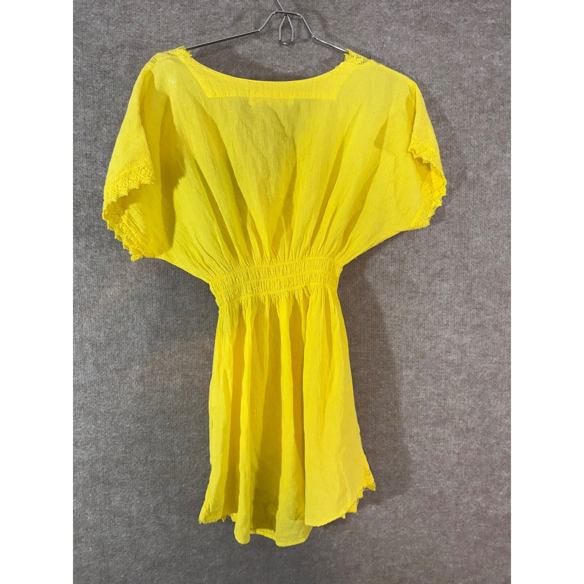 Seaspice Resort Wear Dress Womens S Yellow Peruvian Cotton Lace Trim Boho