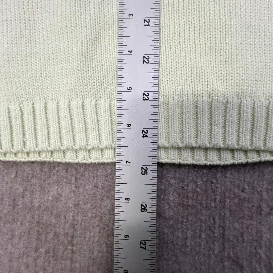 Tulchan Womens Sweater Large Green Floral Embroidered Knit V Neck