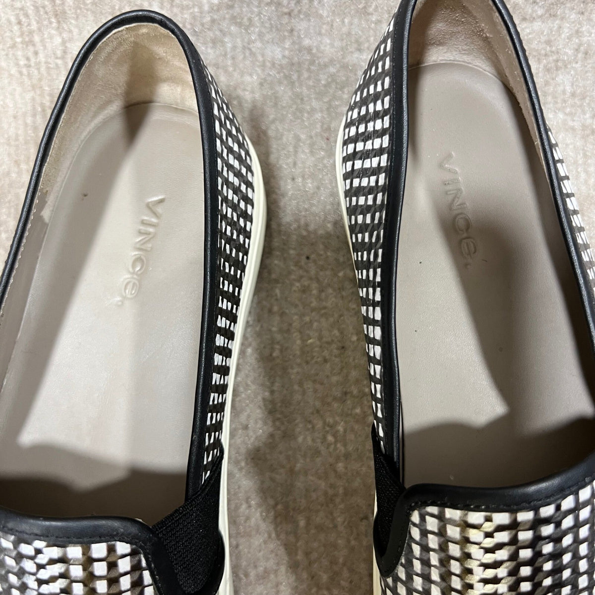 Vince Black White Checkered Slip On Sneakers Women's US 7.5 EUR 37.5 Platform