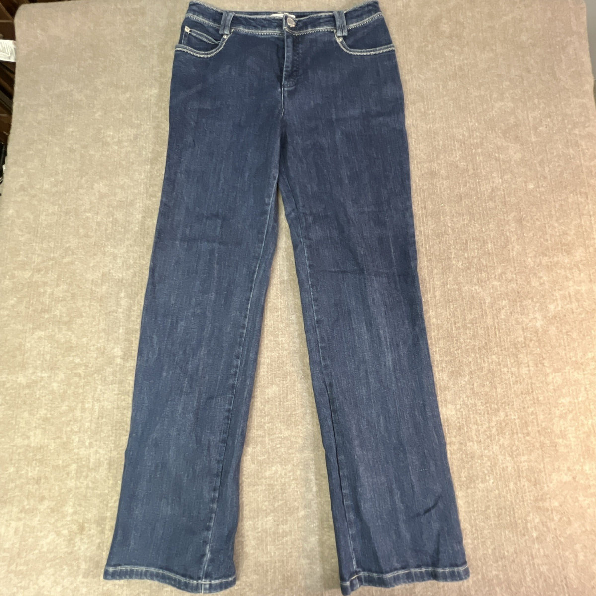St. John Sport Stretch Denim Jeans Size 32 x33 Dark Wash Bootcut Designer Casual