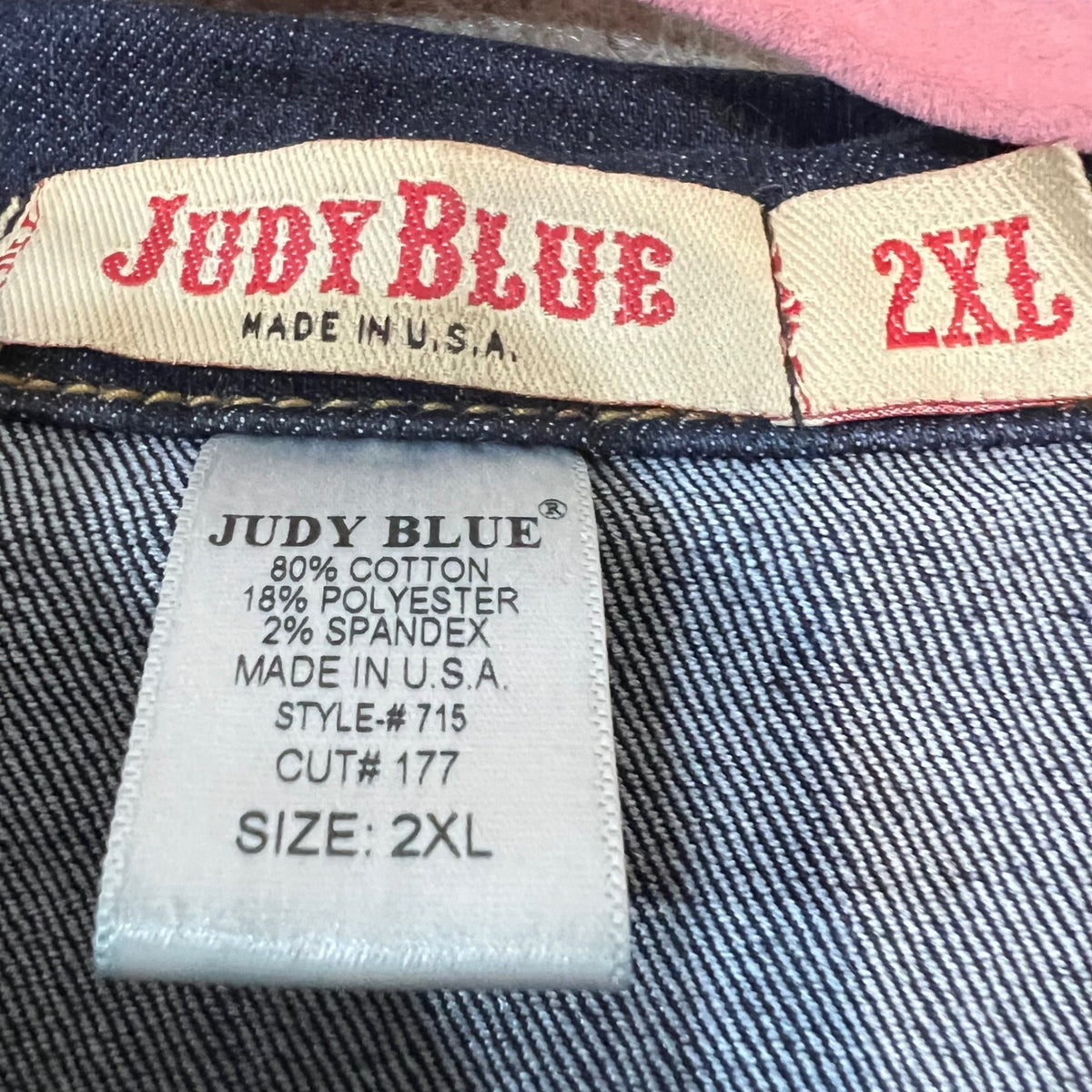 Judy Blue Womens 2XL Denim Jacket Dark Wash Stretch Trucker Jean Jacket Plus
