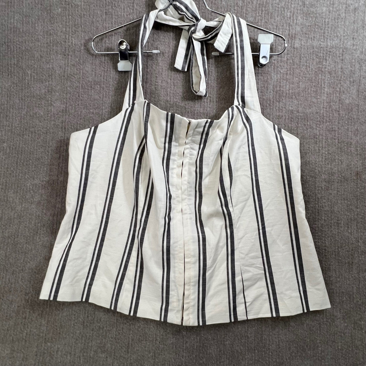 Future Collective Jenee Naylor White Black Striped Tie Strap Top XXL