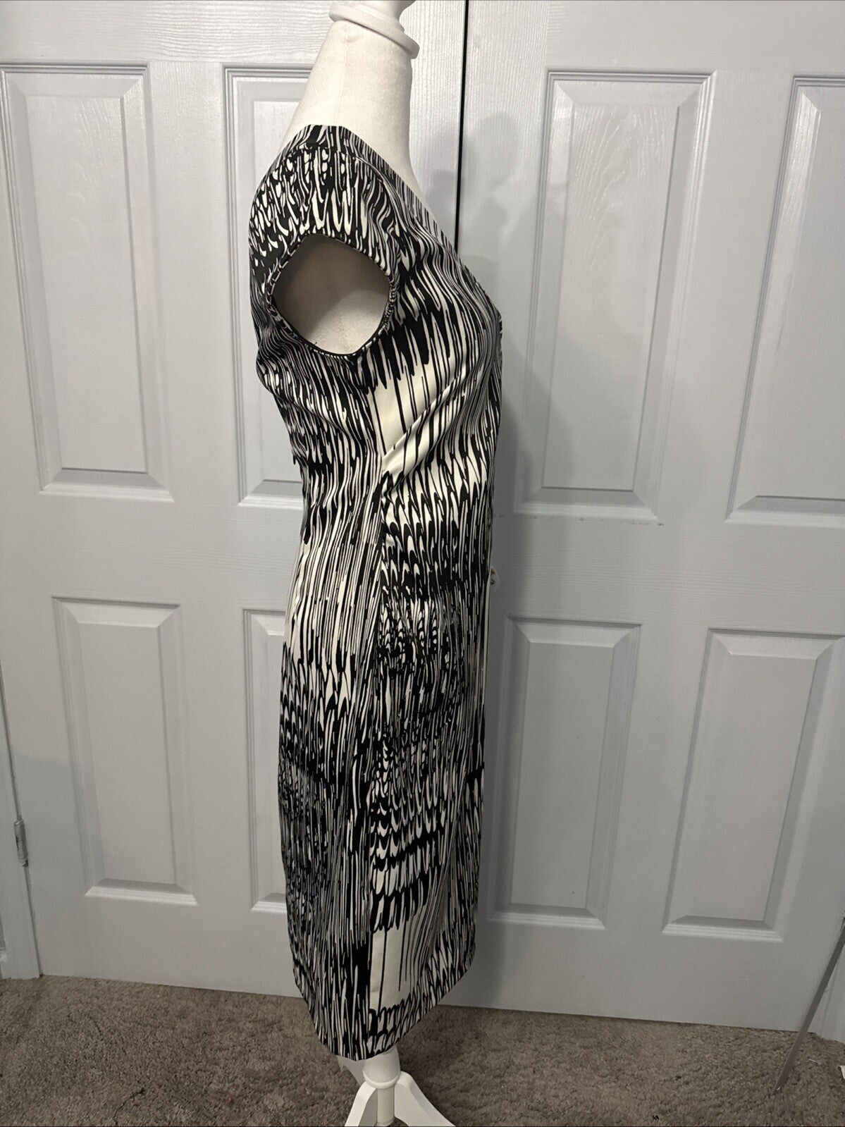 Rabbit Designs Women Dress 8 Artsy Statement Sleeveless Fit Flared Midi V Neck