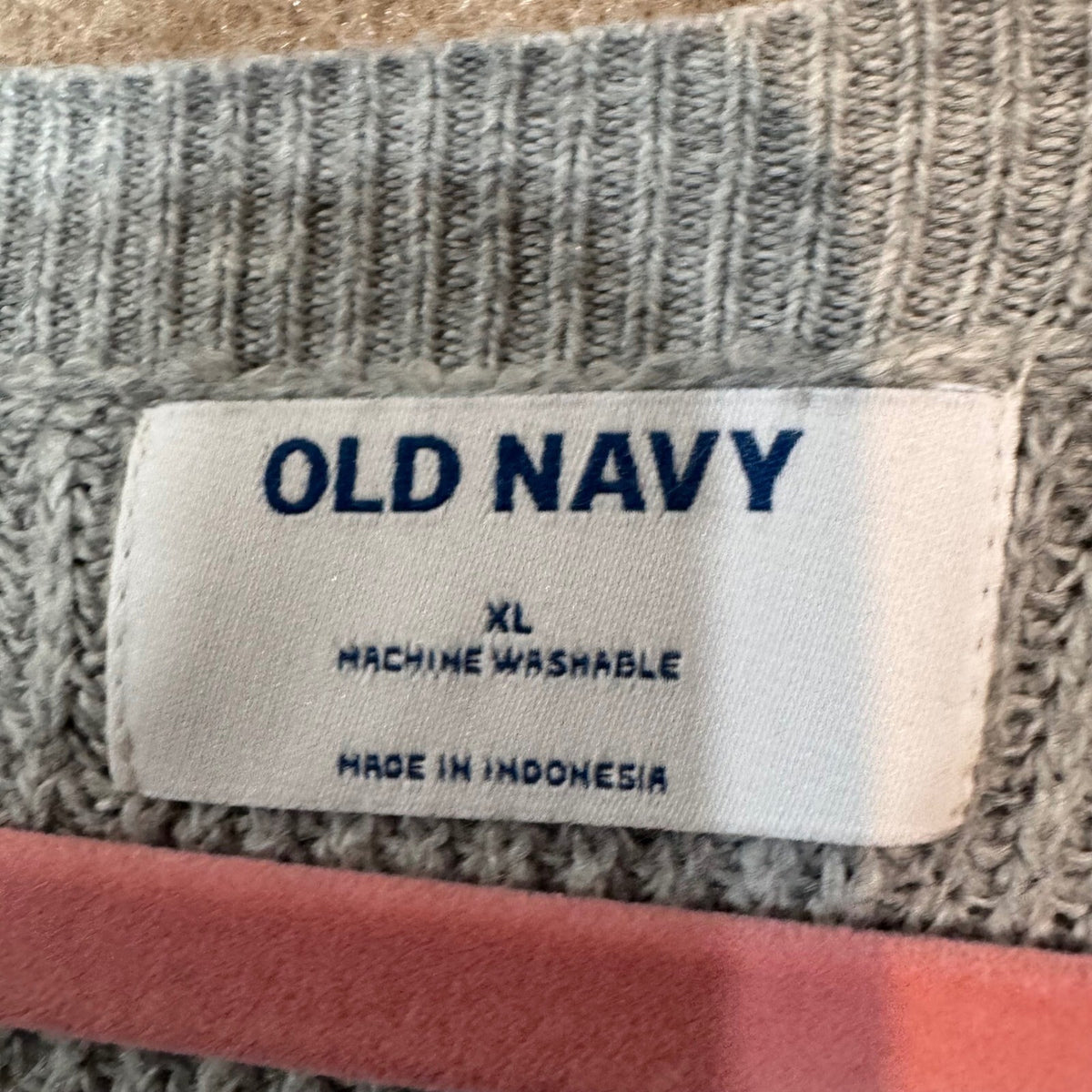Old Navy V Neck Sweater Womens XL Gray Ribbed Knit Long Sleeve Cotton Blend Cozy