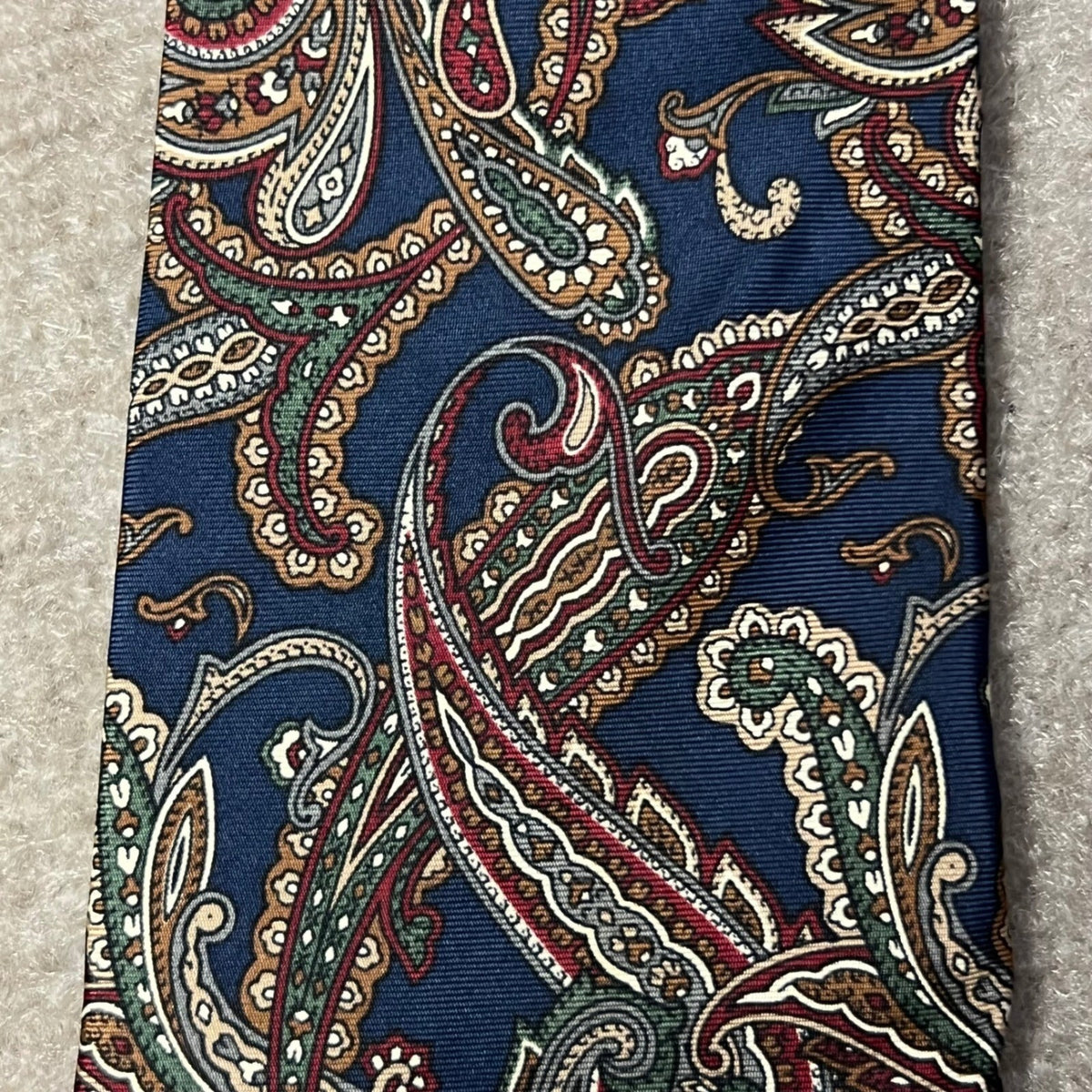 HARDY AMIES London Silk Necktie Blue Paisley Pattern Business Formal