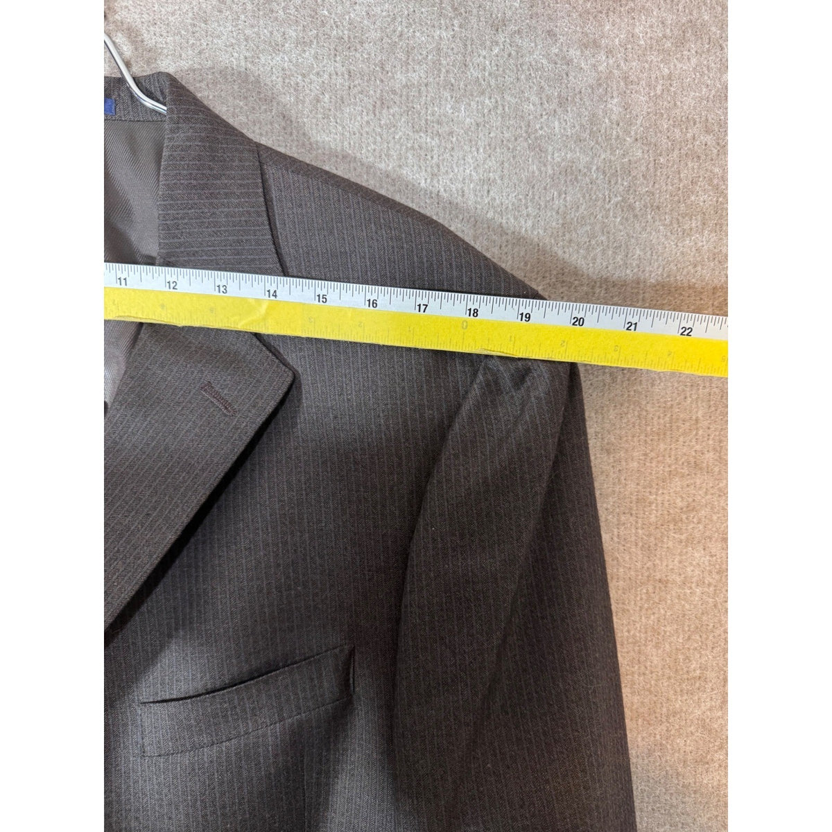 Daniel Cremieux Loro Piana Wool Suit 44R 36x29 (+2) Chocolate Brown Pinstripe