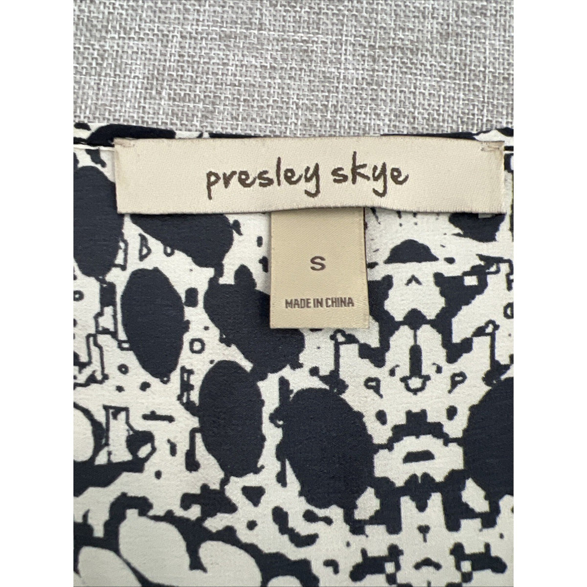 Presley Skye Silk Dress Womens S Gray Geometric Boho Fit Flare Pockets