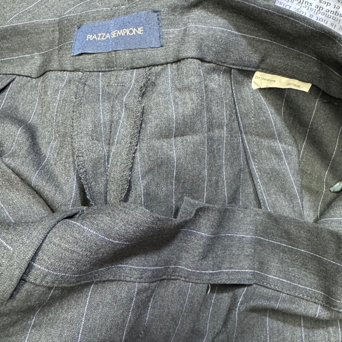 Piazza Sempione Charcoal Pinstripe Pants Suit Set Blazer & Trousers Italy Sz 4-6