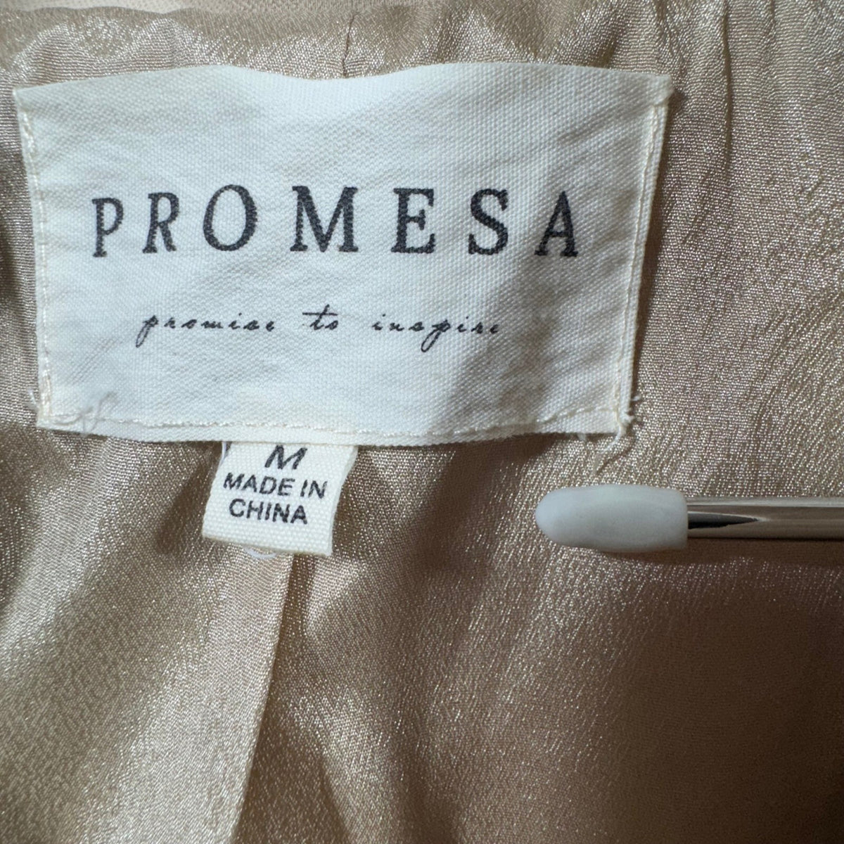 Promesa Short Sleeve Cropped Blazer Beige Button Front Pockets Size M
