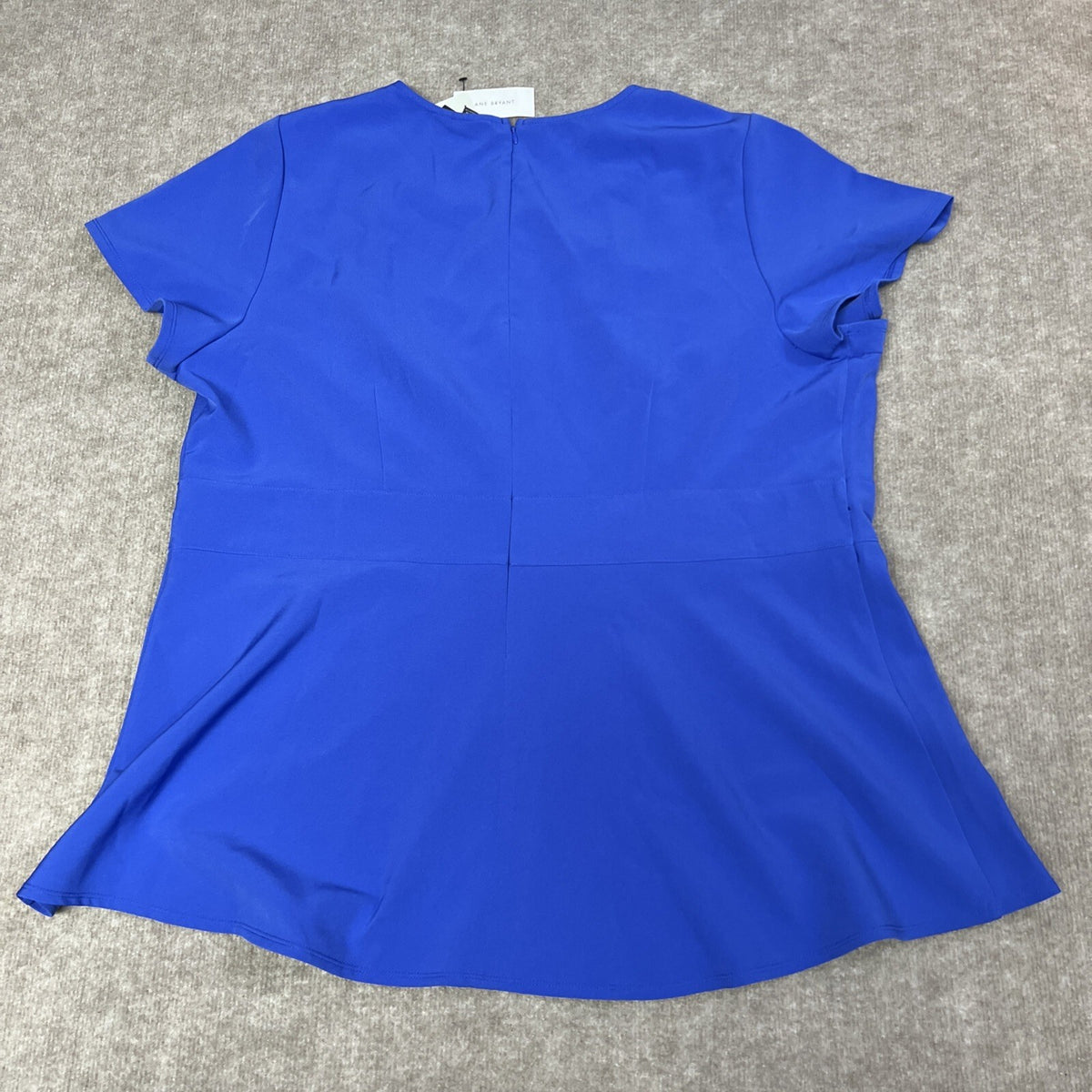 NWT Lane Bryant Womens 22 Top Blue Short Sleeve Peplum Career Modest Comfort