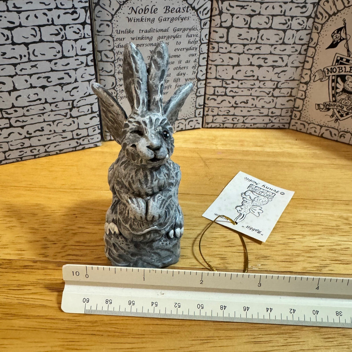 Vintage Penny Noble Winking Gargoyle Rabbit Figurine Small Grey Gothic Whimsical