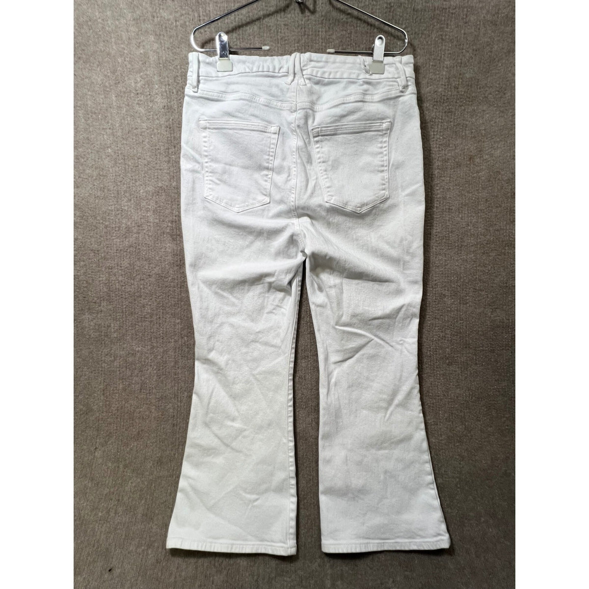 Good American Good Legs High Rise Flare Jeans White Stretch Denim Size 16