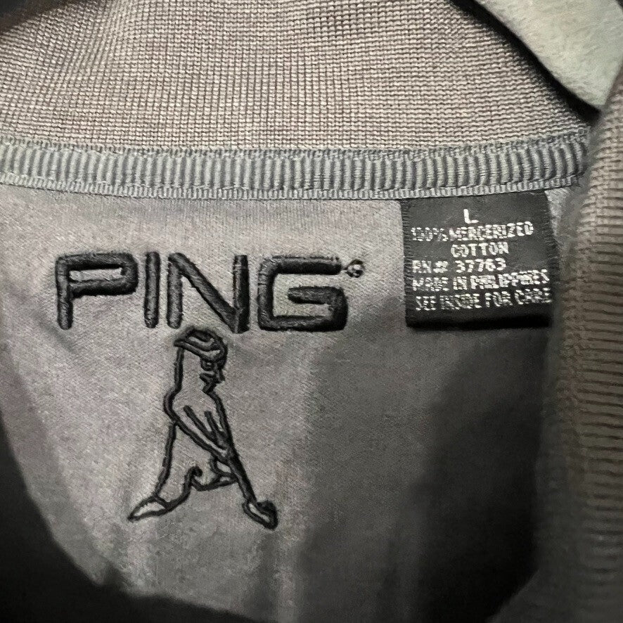 Ping Gray men's Polo Lg Mercerized Cotton Business Casual Comfort For