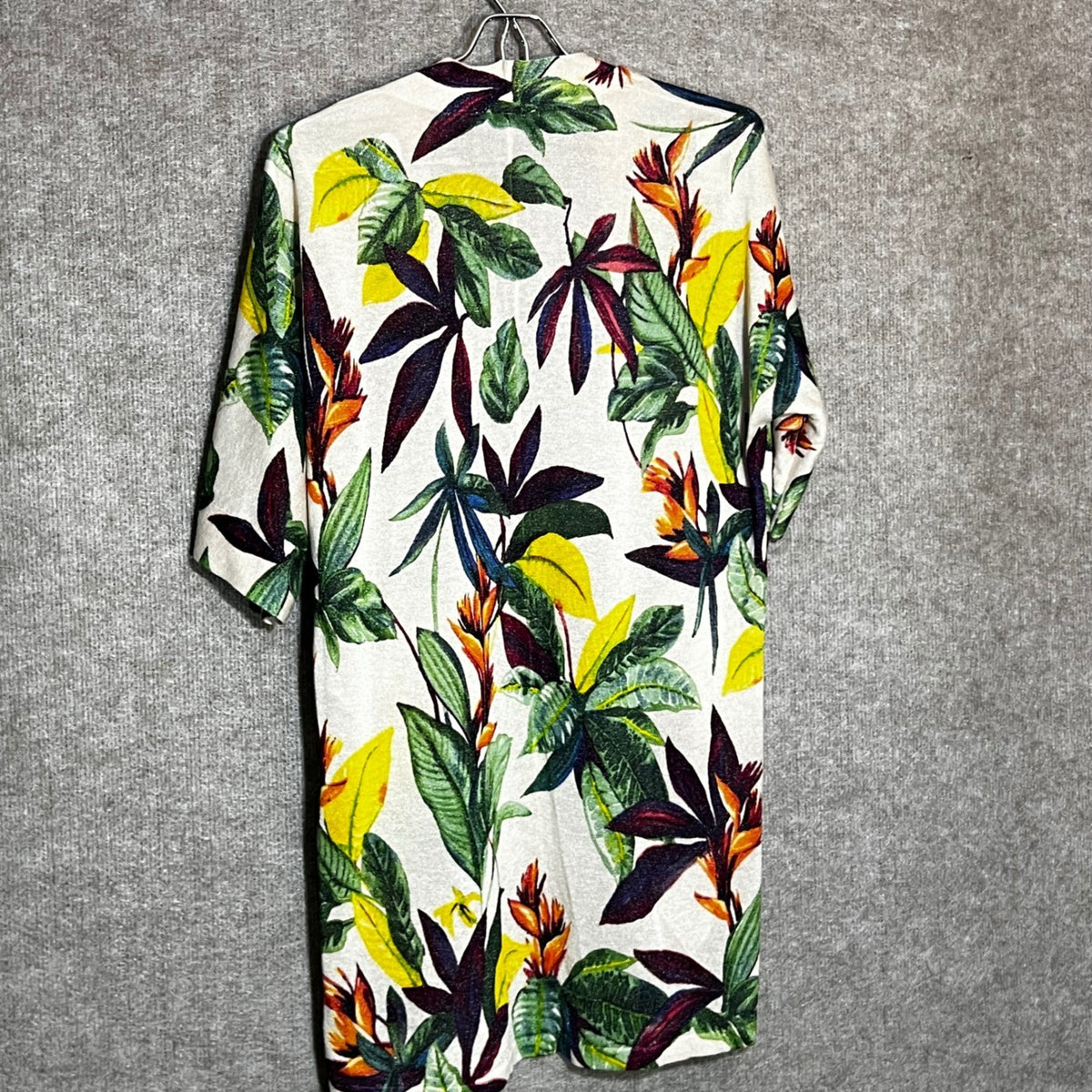 Chicos Kimono Cardigan Womens Size 1 Tropical Floral Open Front Lightweight Boho