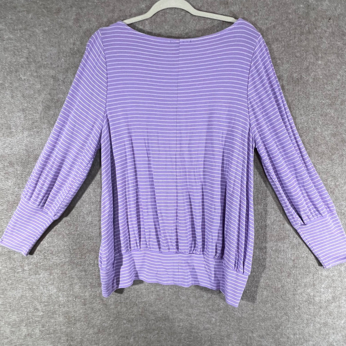 Lane Bryant Striped Top Womens 14/16 Purple Long Sleeve Stretchy Casual Stripe