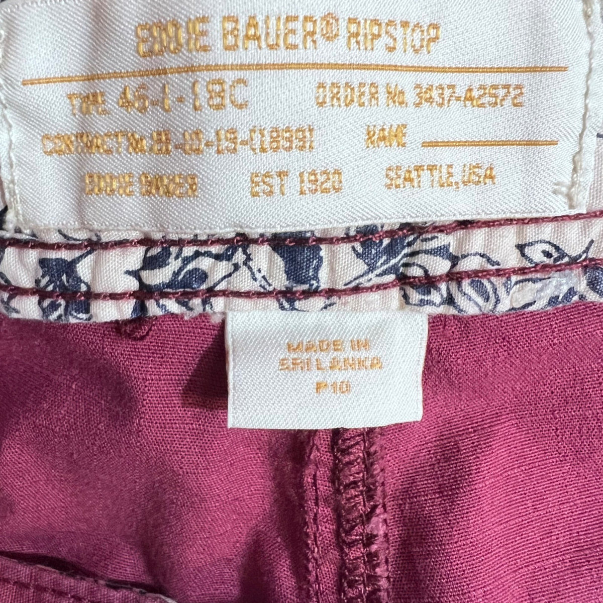 Eddie Bauer Ripstop Cargo Shorts Women 10P Maroon Purple Stretch Hiking Gorpcore