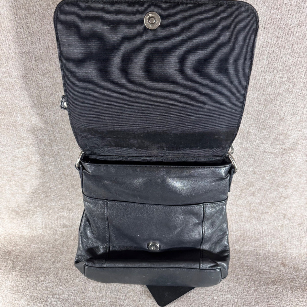 Audrey Brooke Crossbody Bag Womens Black Leather Adjustable Strap Minimalist