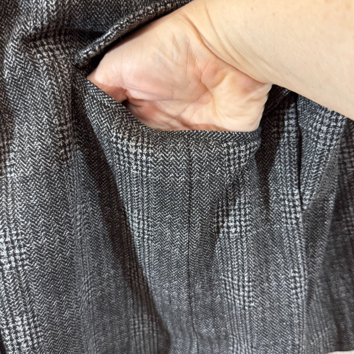 Wit & Wisdom Blazer Women XL NWT Charcoal Black Plaid Herringbone Open Front