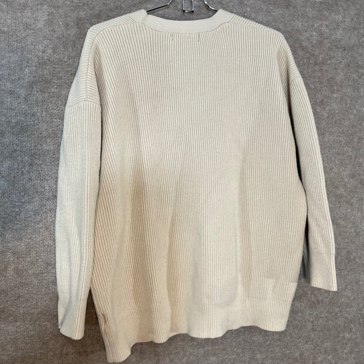 LILLUSORY Cardigan Sweater Womens Small Cream Ribbed Knit Academia Dadcore