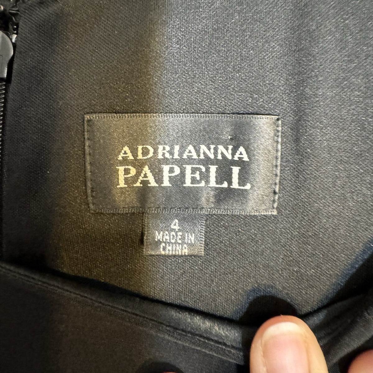 Adrianna Papell Size 4 Black Dress with Faux Leather Waist Cinch - Goth Style
