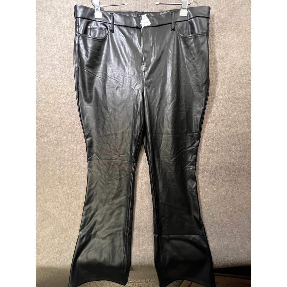 NYDJ Sculpt-Her Faux Leather Marilyn Straight Pants Black Women's 22W NWT 32"