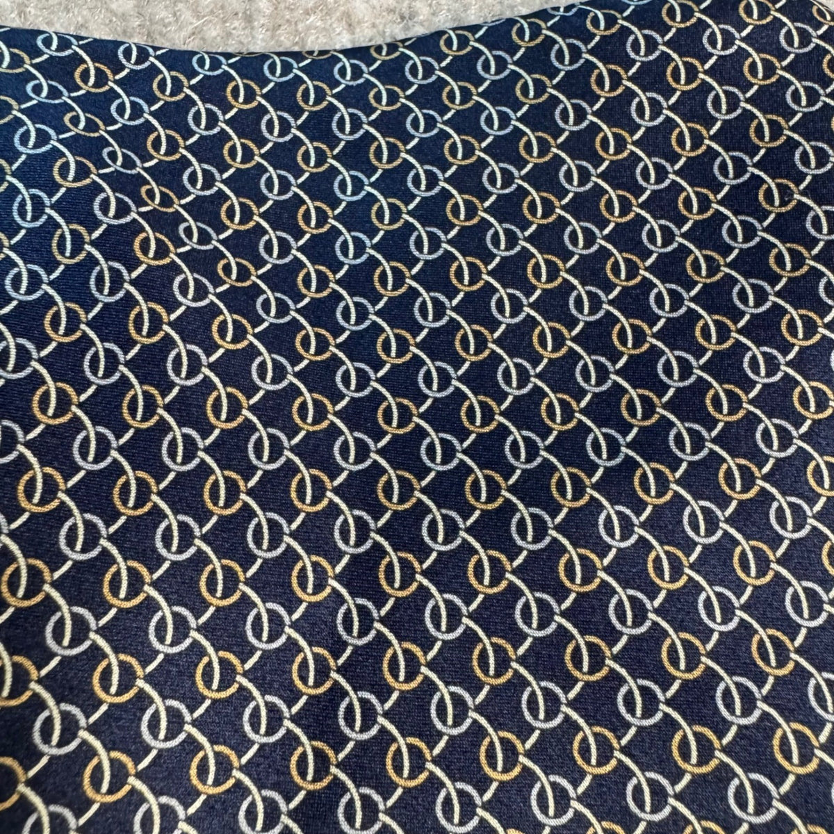 Louis Feraud Silk Tie Mens OS Blue Gold Chain Link Geometric Career Classic