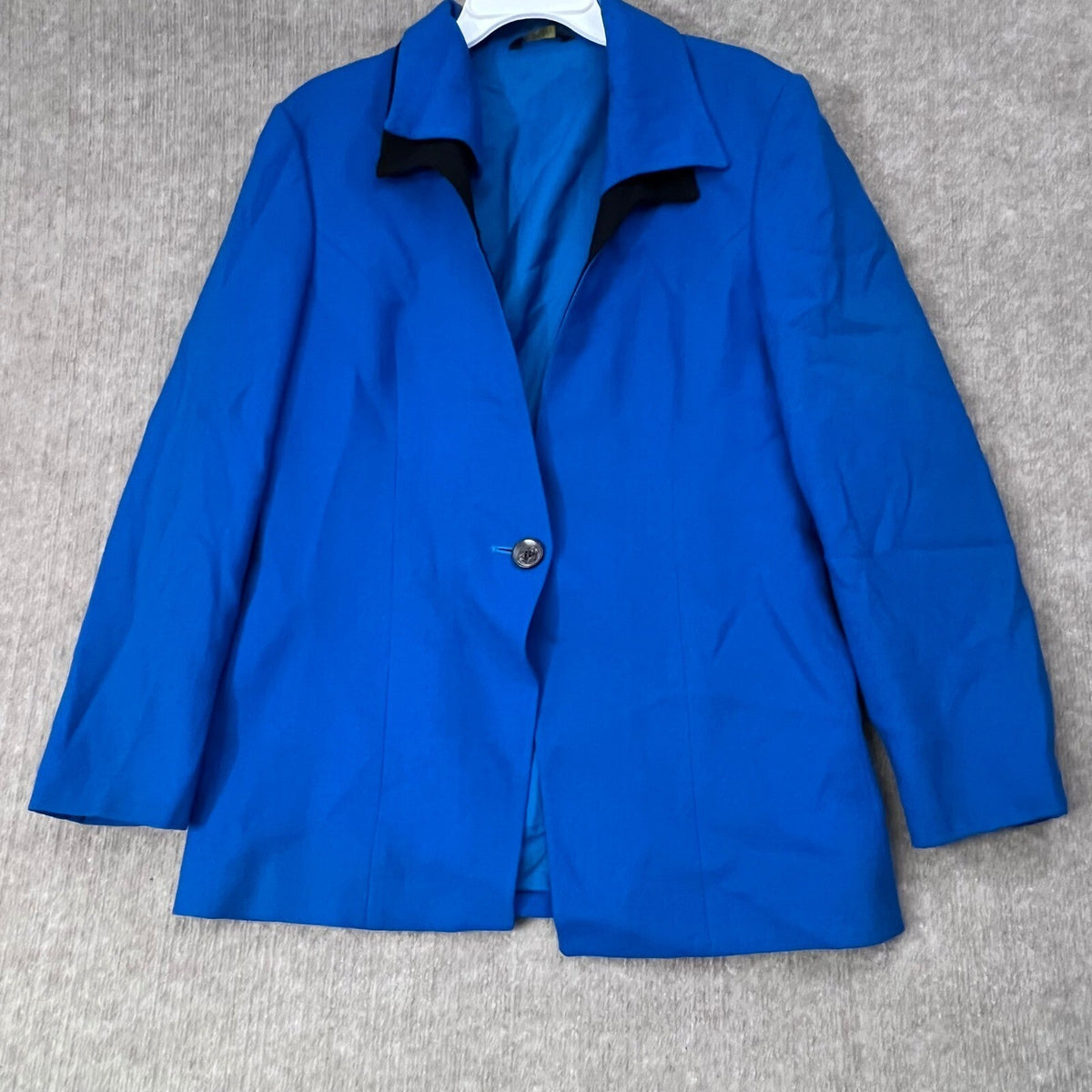Mary Kay All-Bilt Blazer Jacket 8R Blue Black Trim Single Button Career