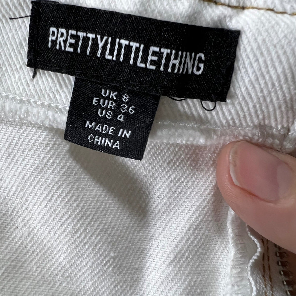 PrettyLittleThing Strapless Cargo Denim Jumpsuit Women Size 4 White Utility Y2K