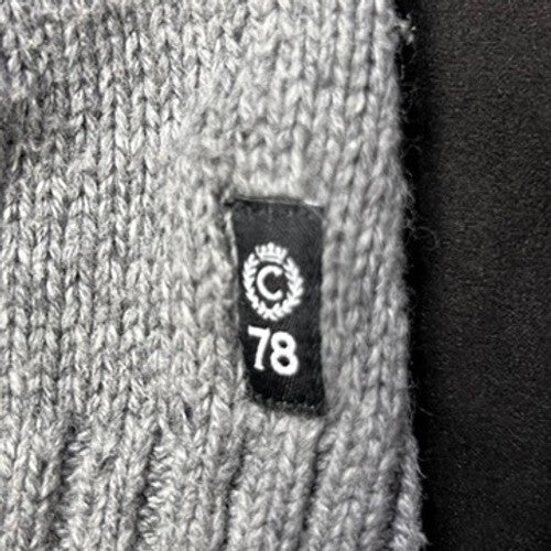 Chaps EST 1978 Gray Button Mock Neck Sweater Knit Elbow Patch Pullover Menswear