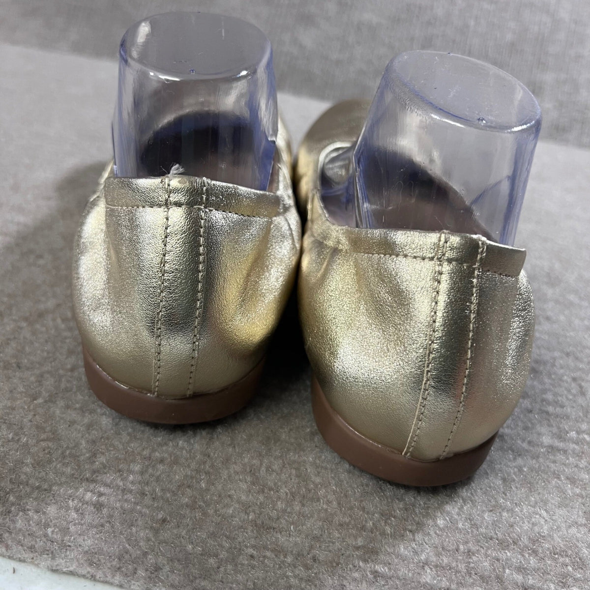ABEO Tilly Gold Leather Ballet Flats Comfort Slip On Shoes