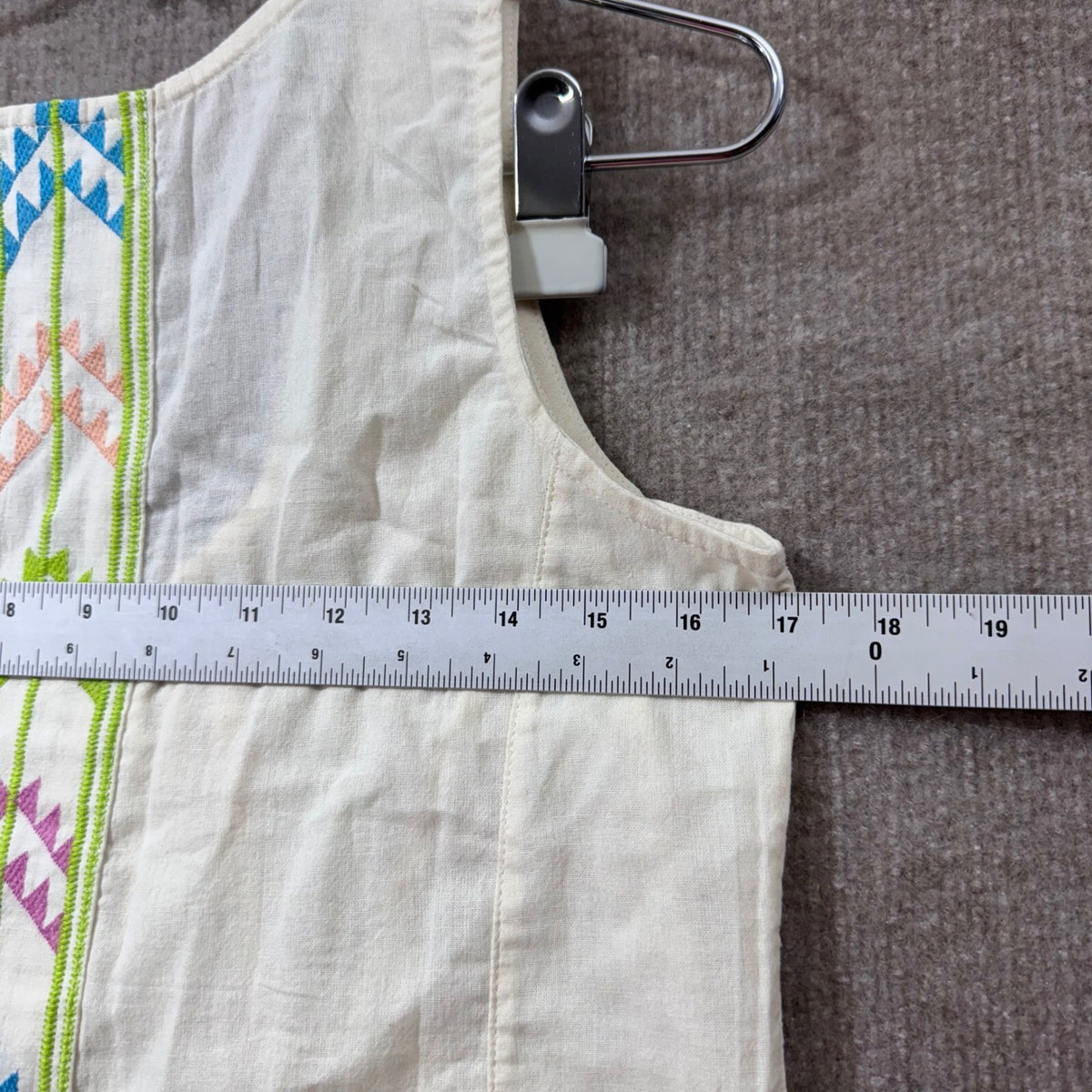 Gretie Zueger Linen Blend Embroidered Pleated Tank Dress M