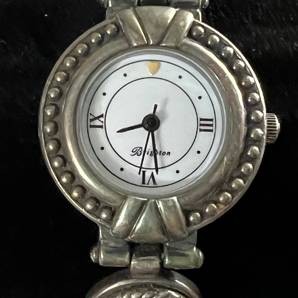 Brighton Rome Silver Tone Equestrian Leather Band Watch Untested