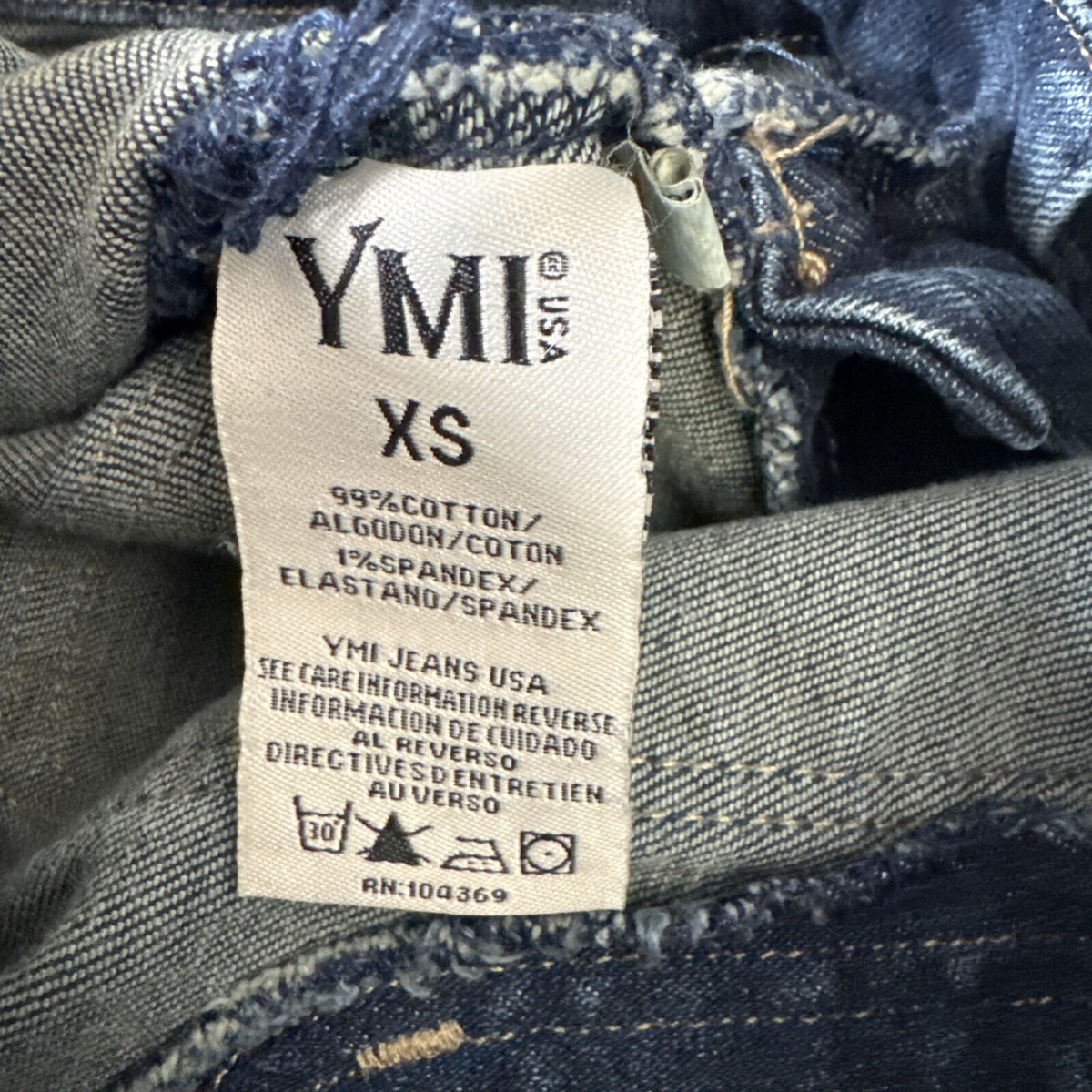 YMI Dream Bib Overall Vintage+stretch XS Women Distressed Raw Cuff Hem