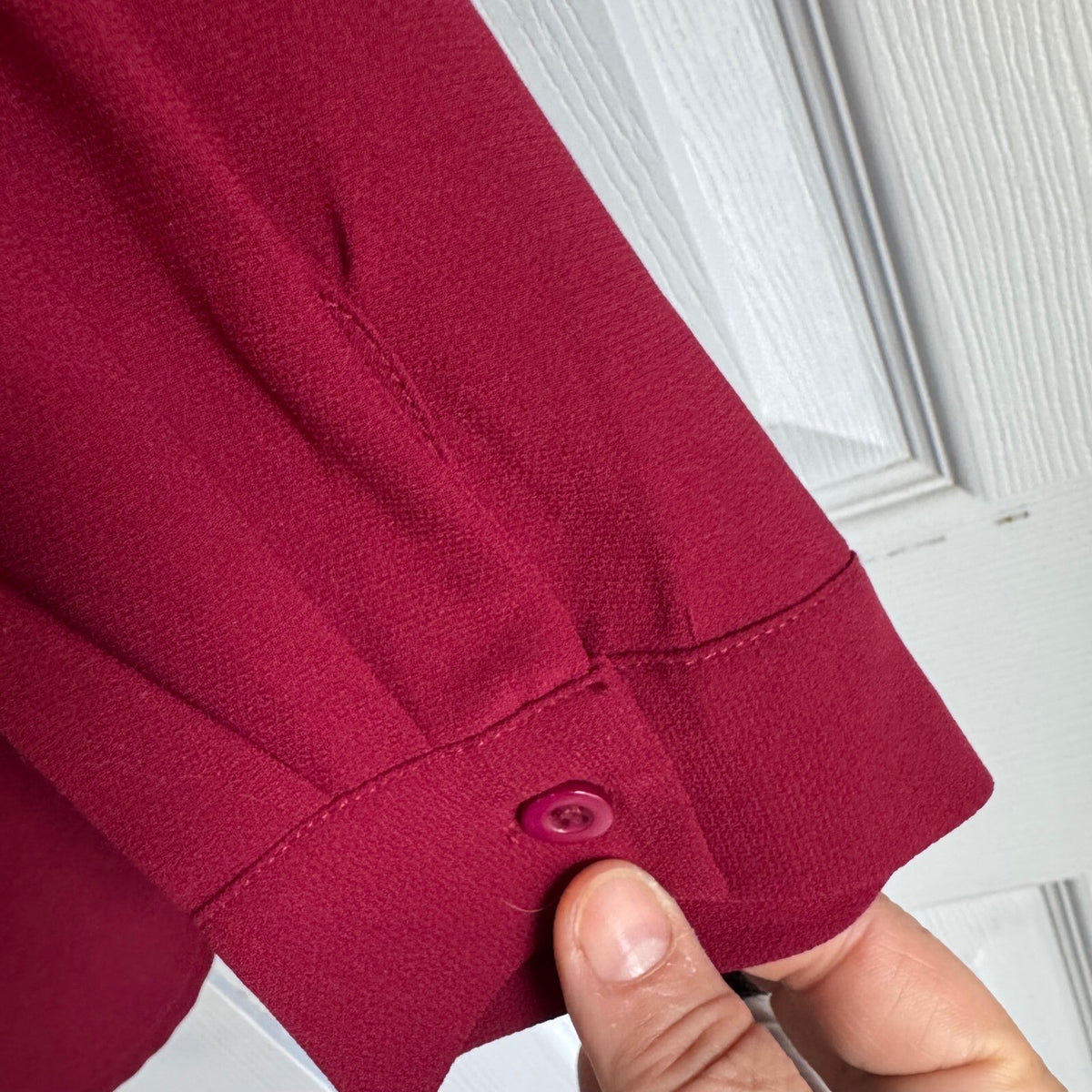 Halara Button Down Shirt Women XL Burgundy Long Sleeve Pocketed Career Chic