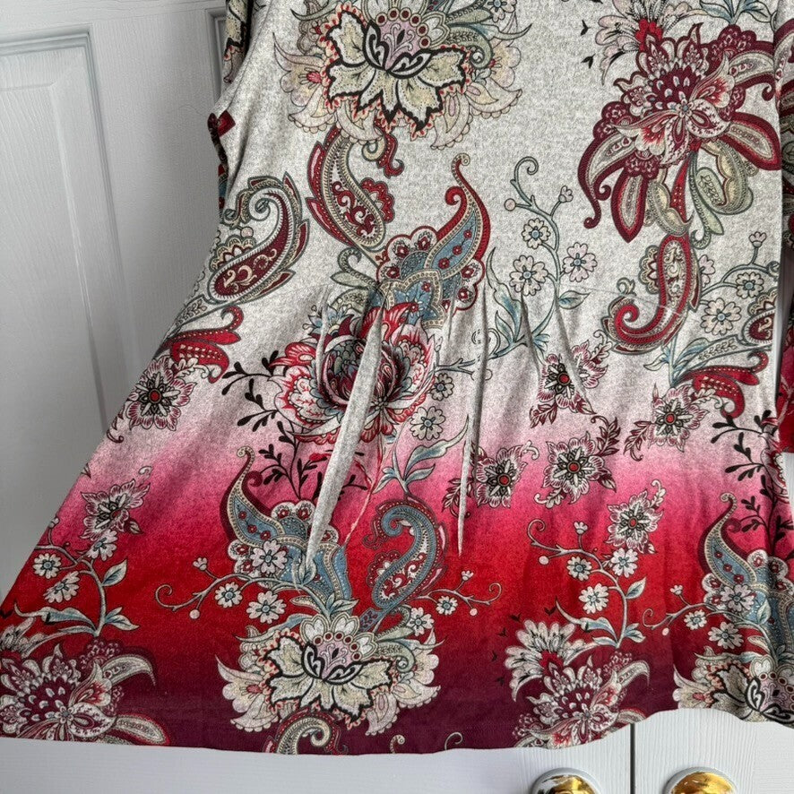 Clover + Pine Medium Long Sleeved Paisley Tunic, Colorful Comfy casual