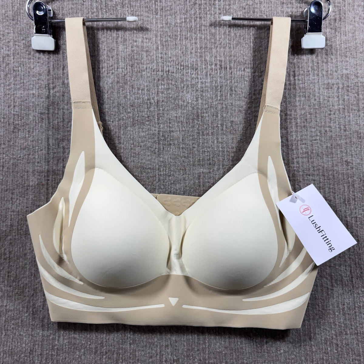 LushFitting 32C Seamless Comfort Wireless Bra Beige Support Everyday