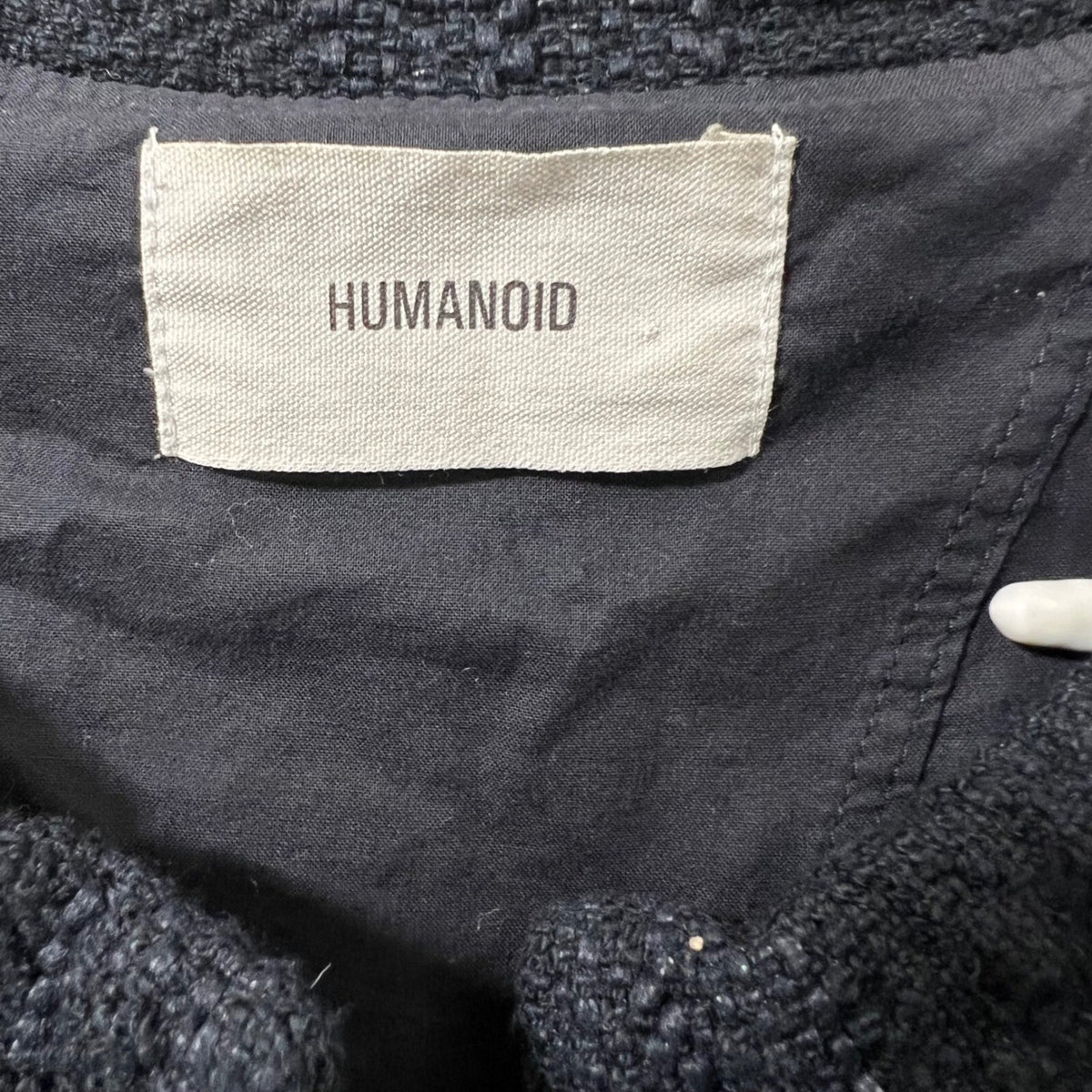 HUMANOID Textured Knit Collarless Blazer Jacket Navy Blue Size XS