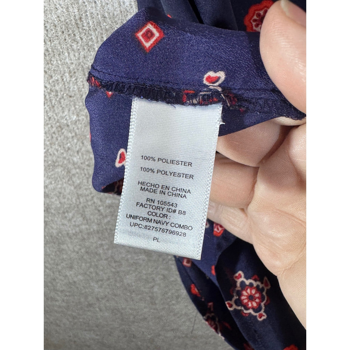 Daisy Fuentes Sleeveless Blouse Womens Large Petite Navy Medallion Career Boho