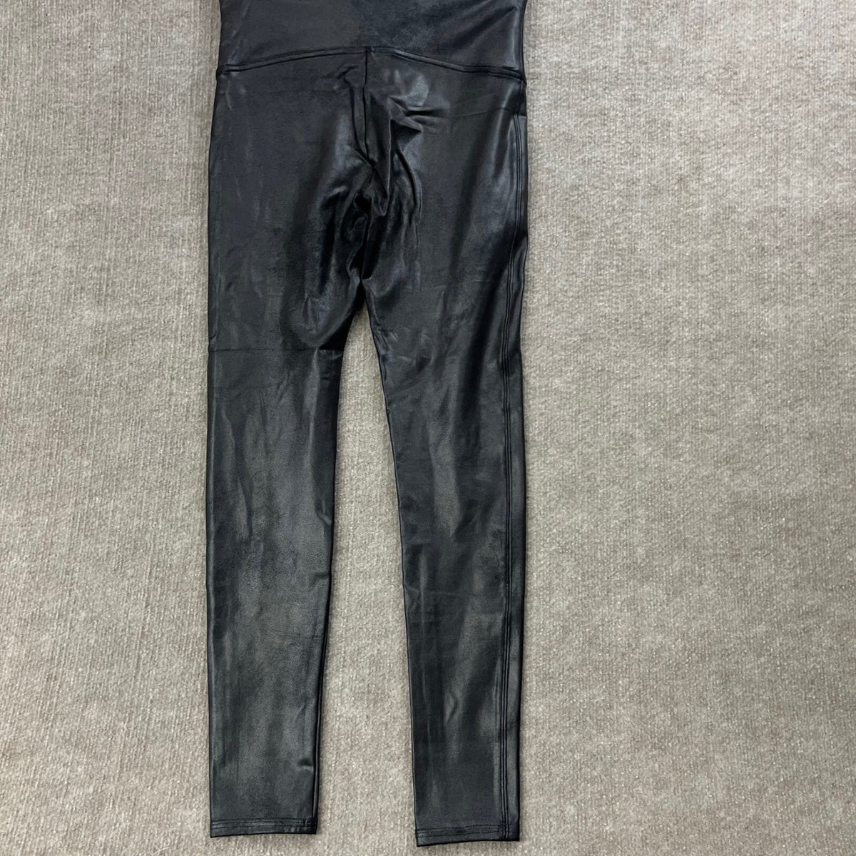 SPANX Faux Leather Leggings High Waisted Black Womens Size L G
