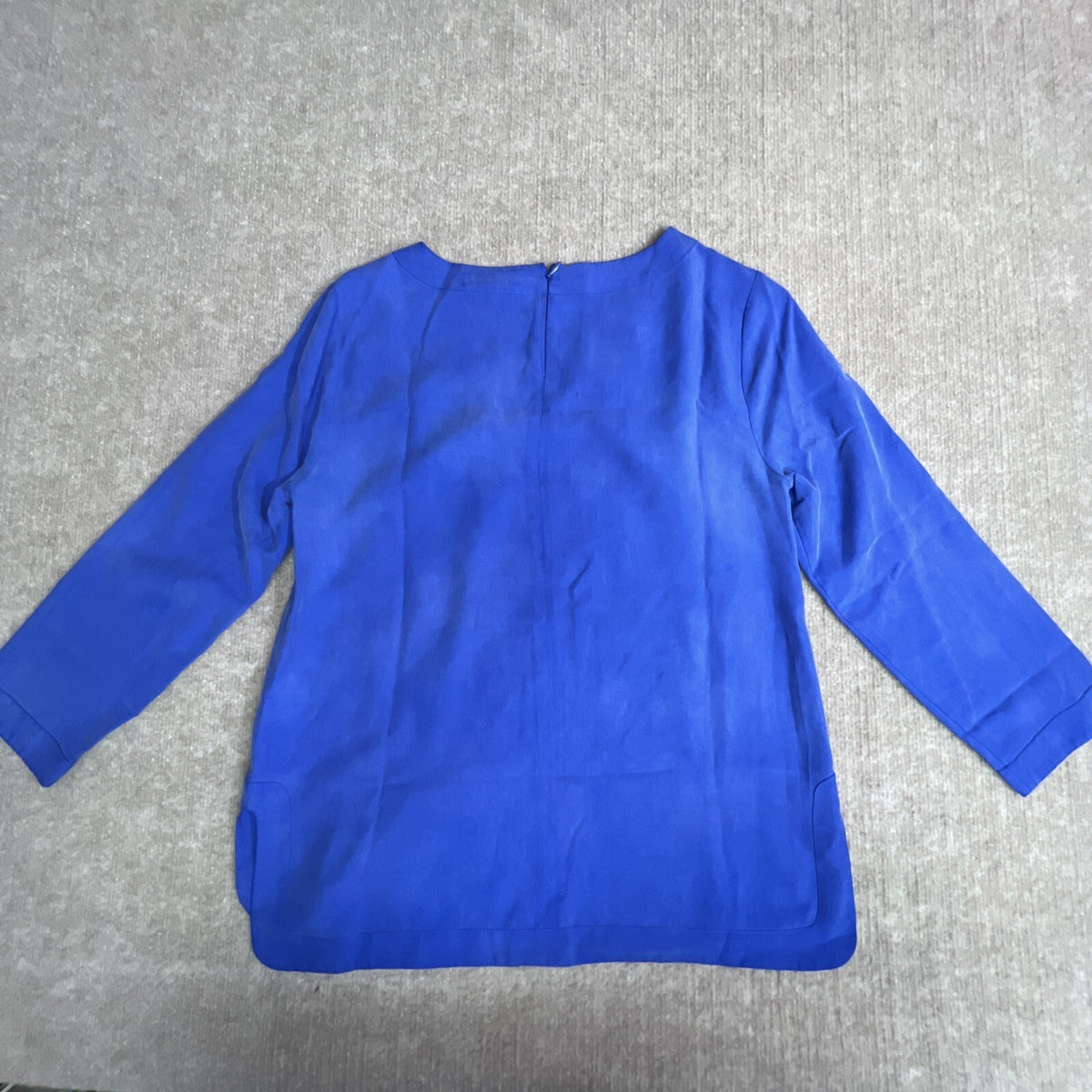 J.Crew Women’s Size 2 Sapphire Blue 100% Silk Pullover Tunic Top Long Slv Pocket